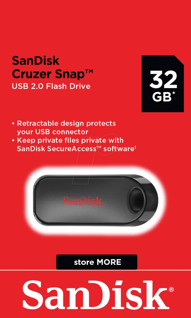 SDCZ62-032G-G35 - USB-Stick, USB 2.0, 32 GB, Cruzer Snap von Sandisk