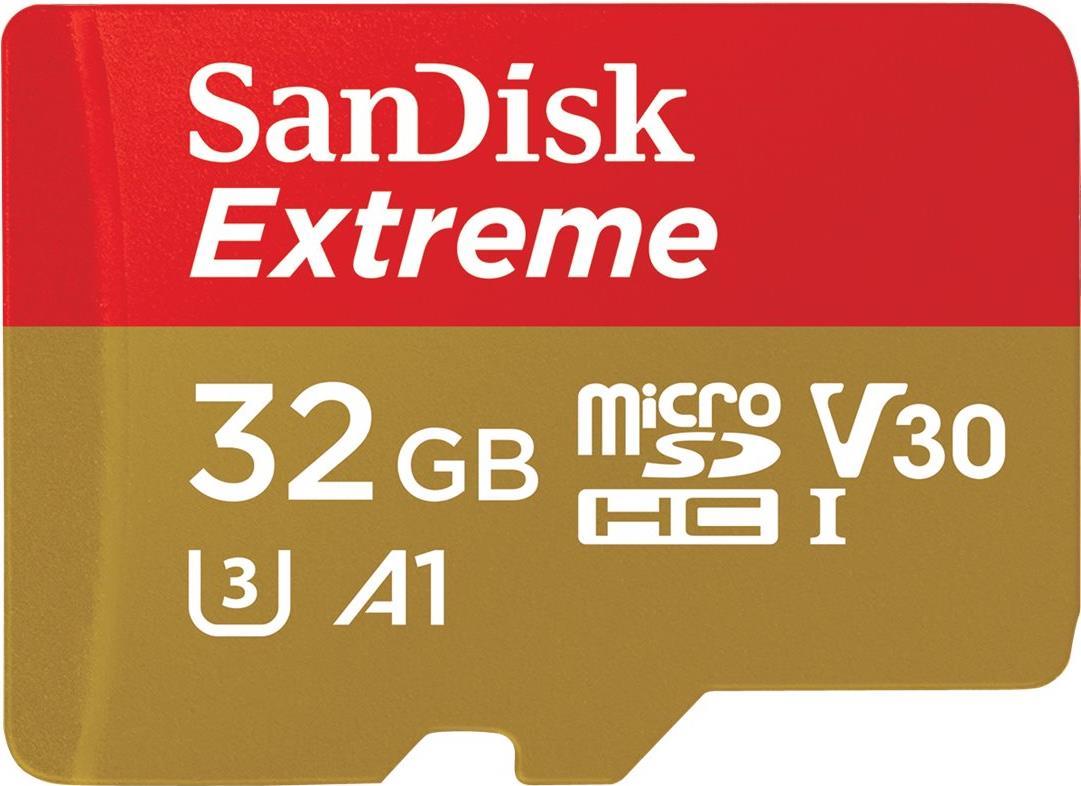 SanDisk Extreme - Flash-Speicherkarte - 32GB - A1 / Video Class V30 / UHS-I U3 / Class10 - microSDHC UHS-I (SDSQXAF-032G-GN6GN) von Sandisk