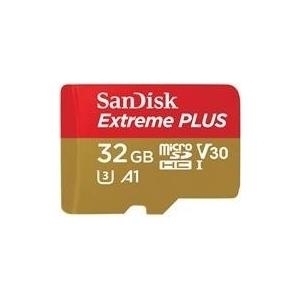 SanDisk Extreme PLUS - Flash-Speicherkarte (microSDHC/SD-Adapter inbegriffen) - 32GB - A1 / Video Class V30 / UHS-I U3 - microSDHC UHS-I (SDSQXBG-032G-GN6MA) von Sandisk