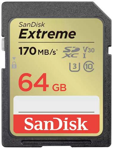 SanDisk Extreme SDXC-Karte 64GB Class 10 UHS-I stoßsicher, Wasserdicht von Sandisk