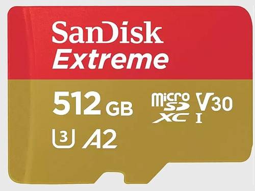 SanDisk Extreme microSDHC-Karte 512GB Class 10 UHS-I stoßsicher, Wasserdicht von Sandisk