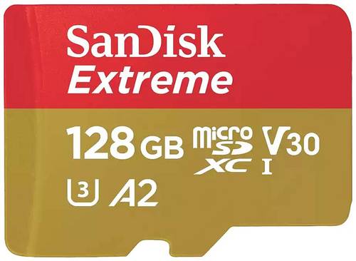 SanDisk Extreme microSDXC-Karte 128GB Class 10 UHS-I stoßsicher, Wasserdicht von Sandisk