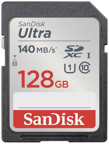 SanDisk SDXC Ultra 128GB (Class 10/UHS-I/140MB/s) SDHC-Karte 128GB UHS-Class 1 Wasserdicht, stoßsic von Sandisk