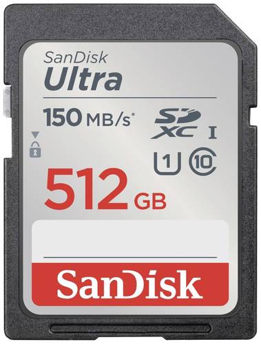 SanDisk SDXC Ultra 512GB (Class 10/UHS-I/150MB/s) SDXC-Karte 512GB UHS-Class 1 Wasserdicht, stoßsic von Sandisk