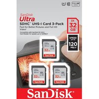 SanDisk Ultra 32 GB SDHC Speicherkarte (120 MB/s, Class 10, UHS-I) 3er Pack von Sandisk