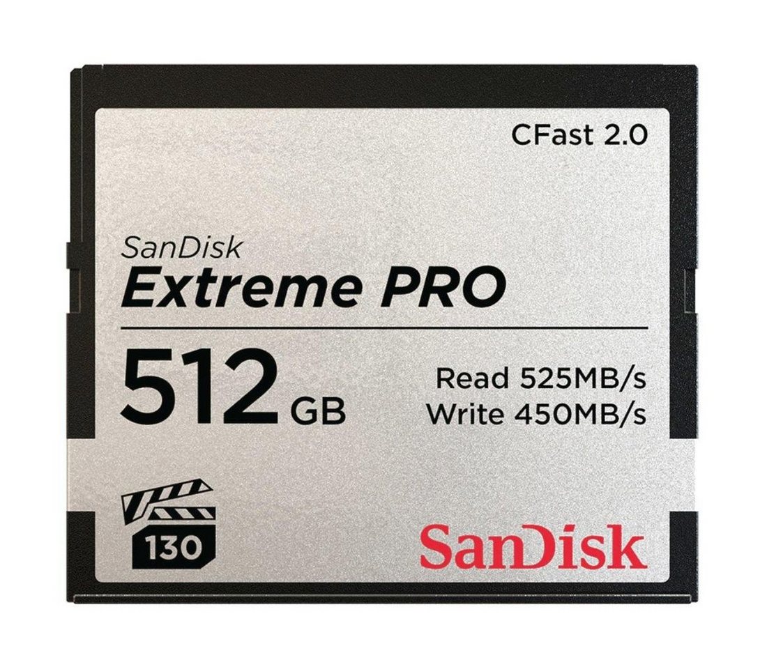 Sandisk CFast Extreme Pro 2.0 Speicherkarte (512 GB, 525 MB/s Lesegeschwindigkeit) von Sandisk