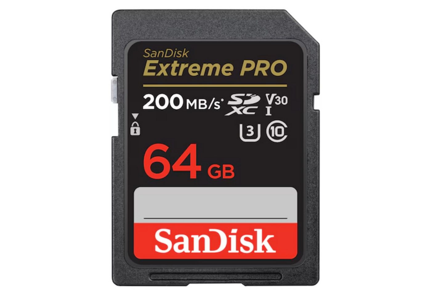 Sandisk EXTREME Pro Speicherkarte (64 GB, Class 10, 200,00 MB/s Lesegeschwindigkeit, Speicherkarte Class 10, U3, V30 Kamera Schwarz) von Sandisk