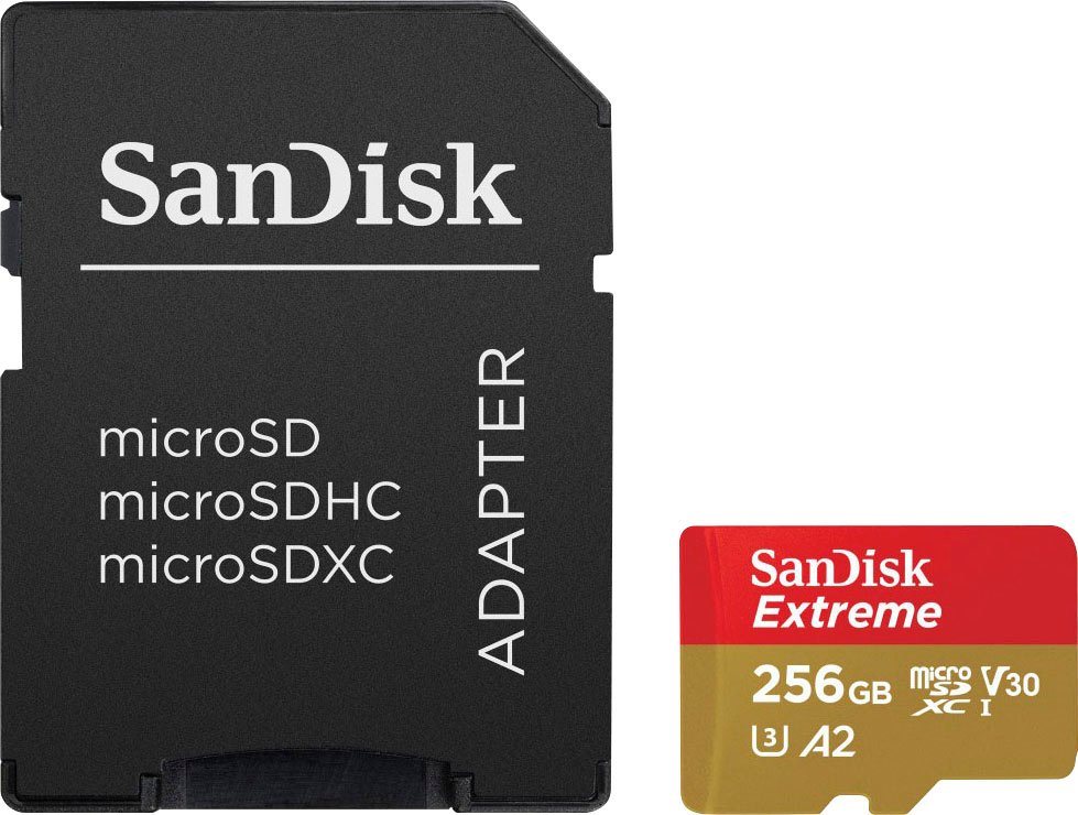 Sandisk Extreme® microSDXC™-UHS-I-Karte Speicherkarte (256 GB, Video Speed Class 30 (V30)/UHS Speed Class 3 (U3), 190 MB/s Lesegeschwindigkeit) von Sandisk