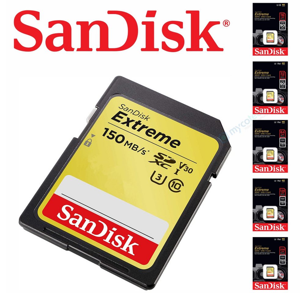 Sandisk Extreme 4K SD Karte Memory Card 32GB 64GB 128GB 256GB 512GB Speicherkarte (64 GB) von Sandisk