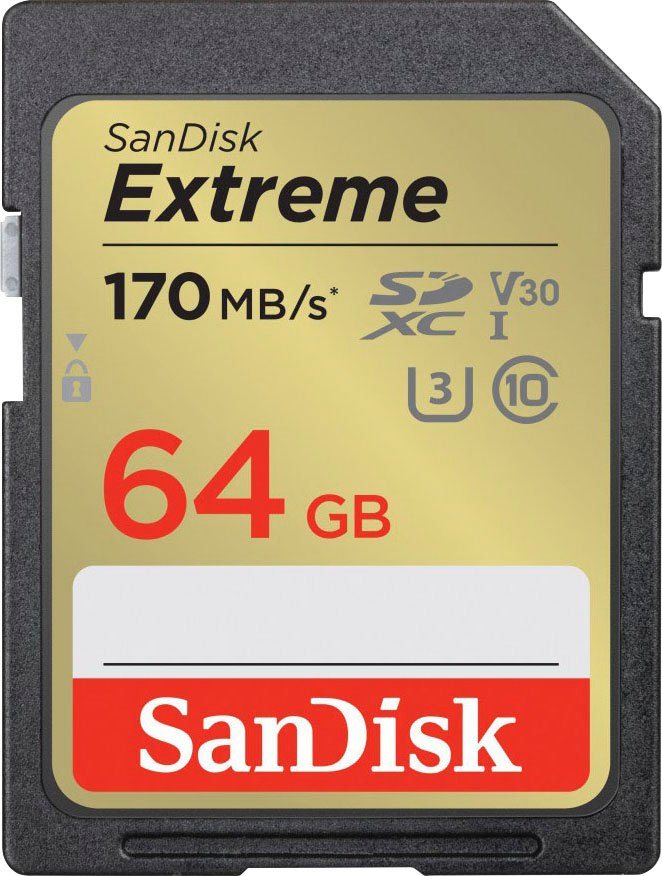 Sandisk Extreme 64GB Speicherkarte (64 GB, UHS Class 3, 170 MB/s Lesegeschwindigkeit) von Sandisk