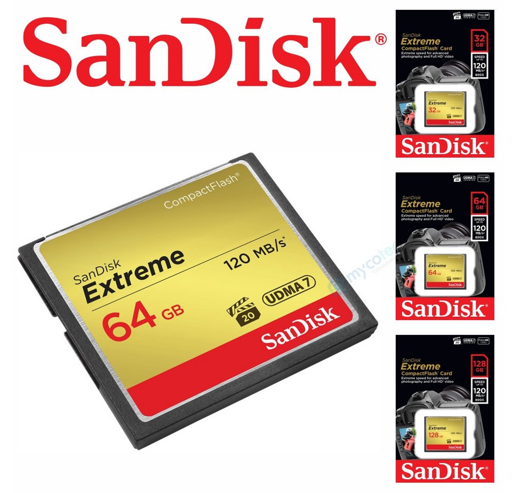 Sandisk Extreme Compact Flash Karte CF Card 32GB 64GB 128GB Speicherkarte (128 GB) von Sandisk