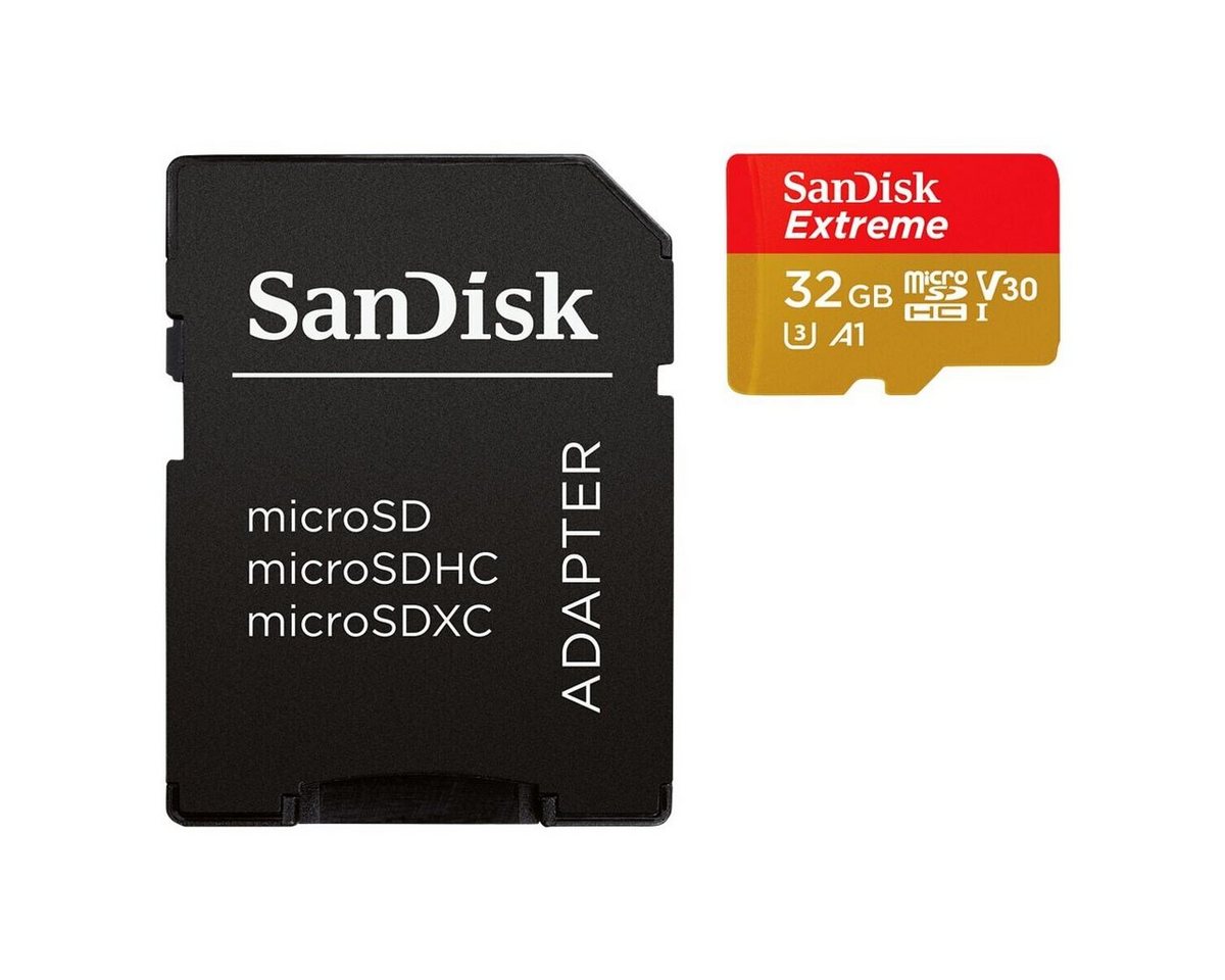 Sandisk Extreme Speicherkarte (32 GB, 100 MB/s Lesegeschwindigkeit, temperaturbeständig, wasserdicht, röntgensicher, stoßfest) von Sandisk