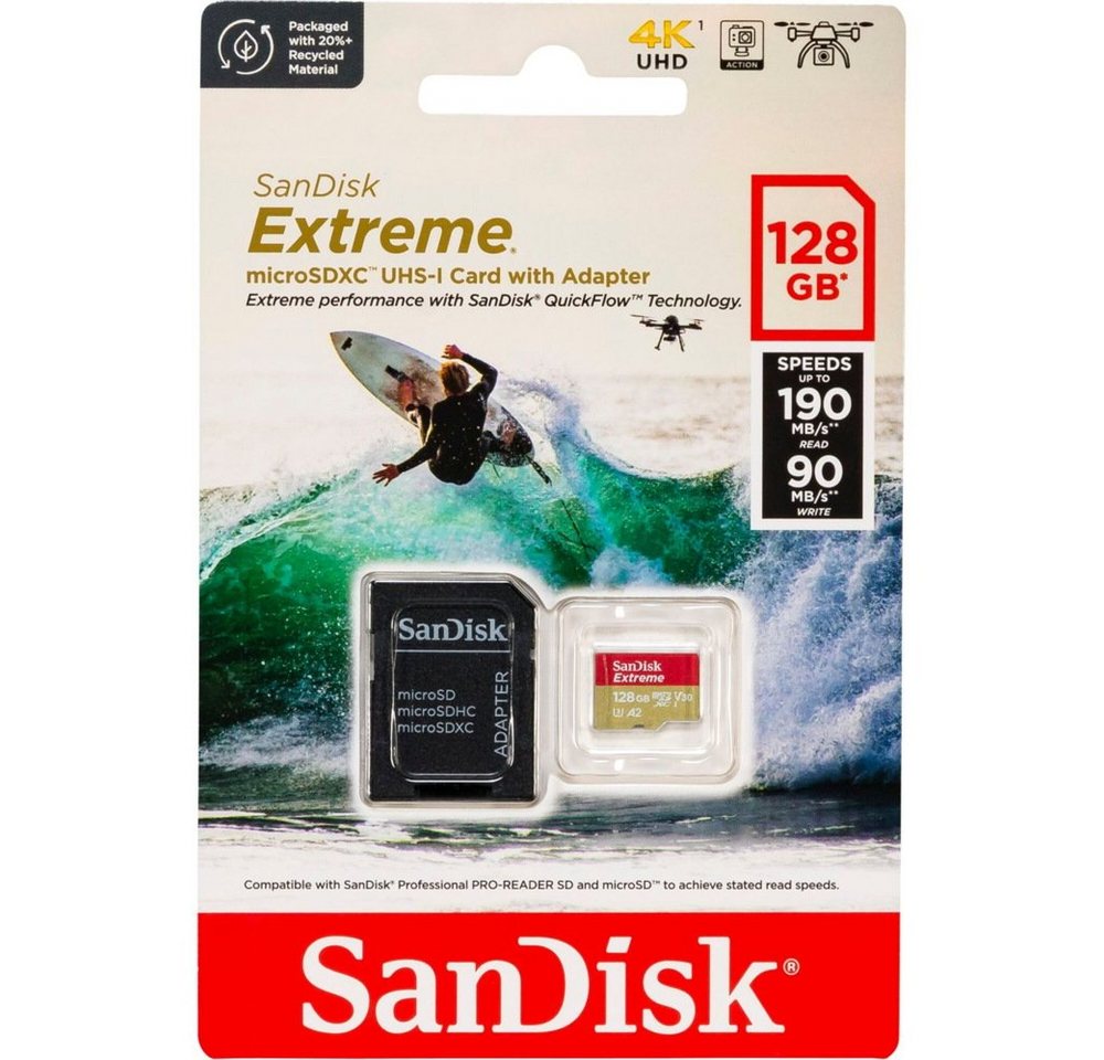 Sandisk Micro SDXC Karte 128GB Extreme UHS-I U3 4K 190 MB/s V30 A2 Class 10 Speicherkarte Sandisk Micro SDXC Karte 128GB Extreme UHS-I U3 4K 190 MB/s V30 A2 Class 10 Speicherkarte von Sandisk