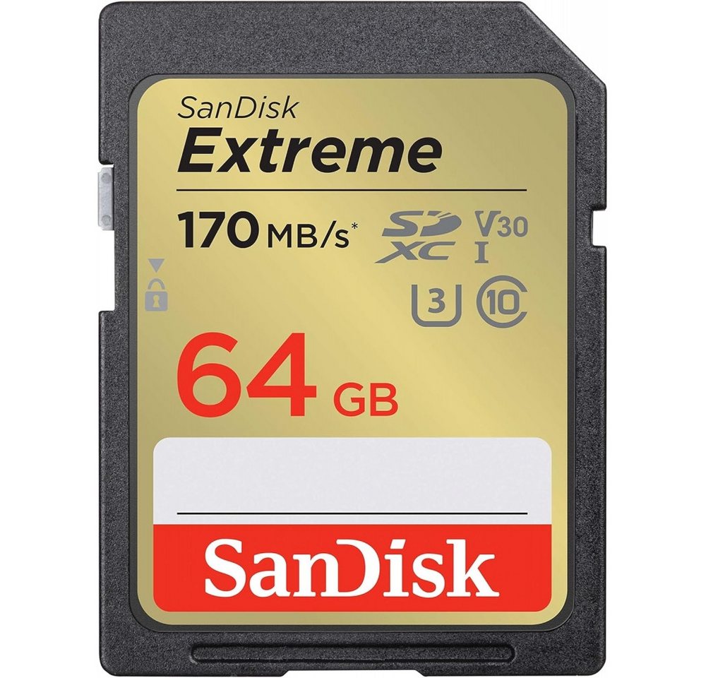 Sandisk SD Extreme - UHS-I Card 64GB - SDXC - Speicherkarte - schwarz externer Speicher (64 GB) von Sandisk