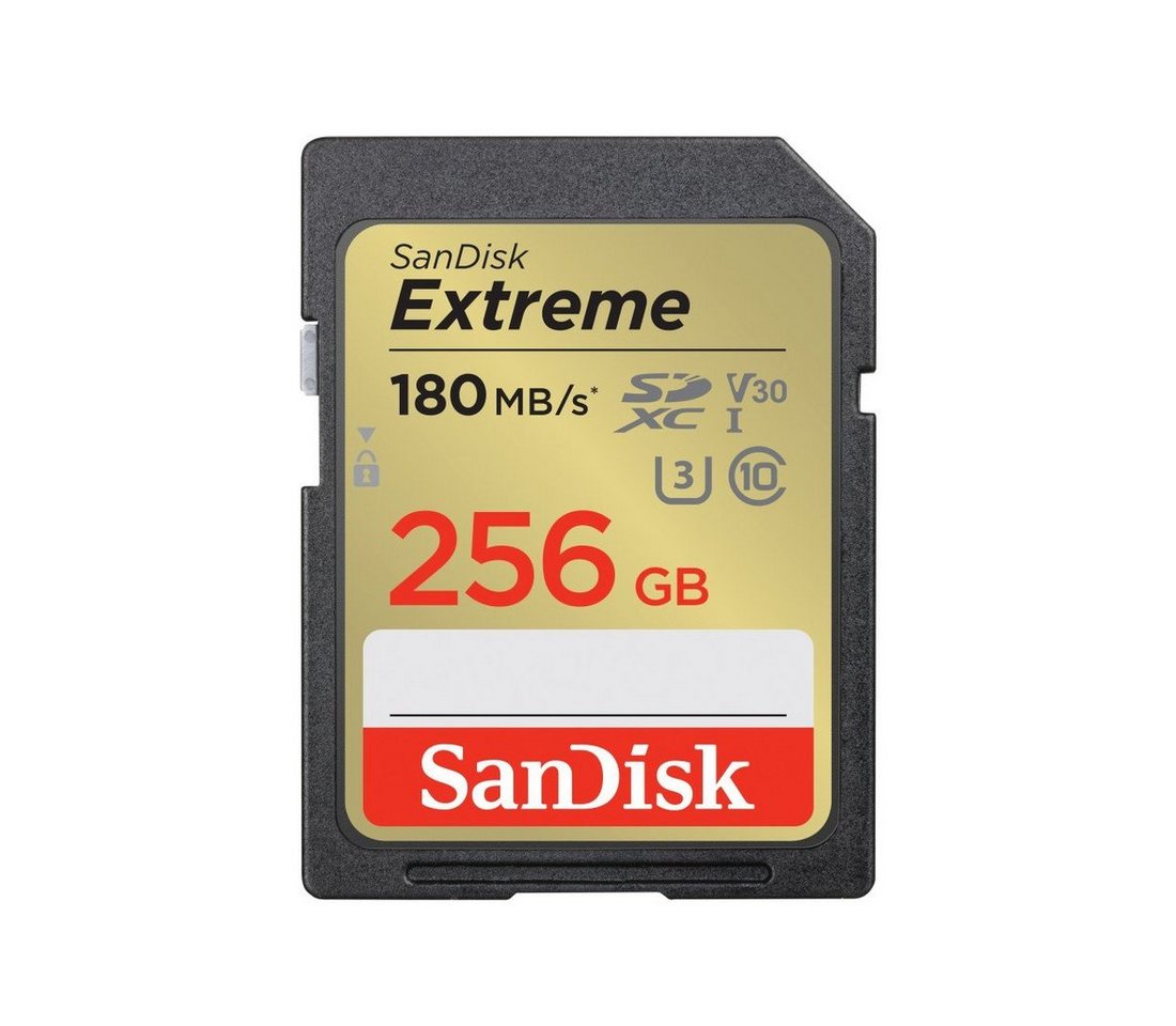 Sandisk SDXC Extreme 256GB (180/130 MB/s R/W), 1 Jahr RescuePRO Deluxe Speicherkarte (256 GB, UHS Class 3, 180 MB/s Lesegeschwindigkeit) von Sandisk