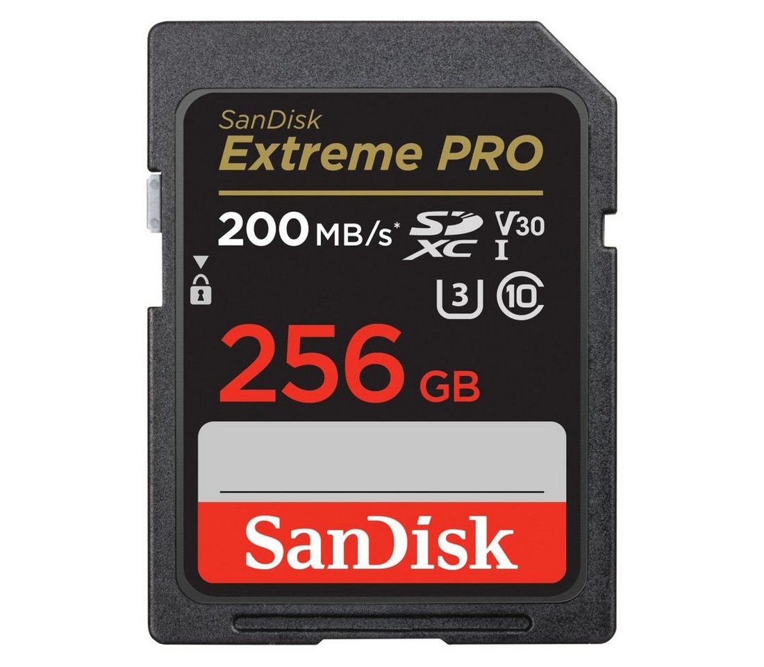 Sandisk SDXC Extreme PRO, 2 Jahre RescuePRO Deluxe Speicherkarte (256 GB, UHS Class 3, 200 MB/s Lesegeschwindigkeit) von Sandisk