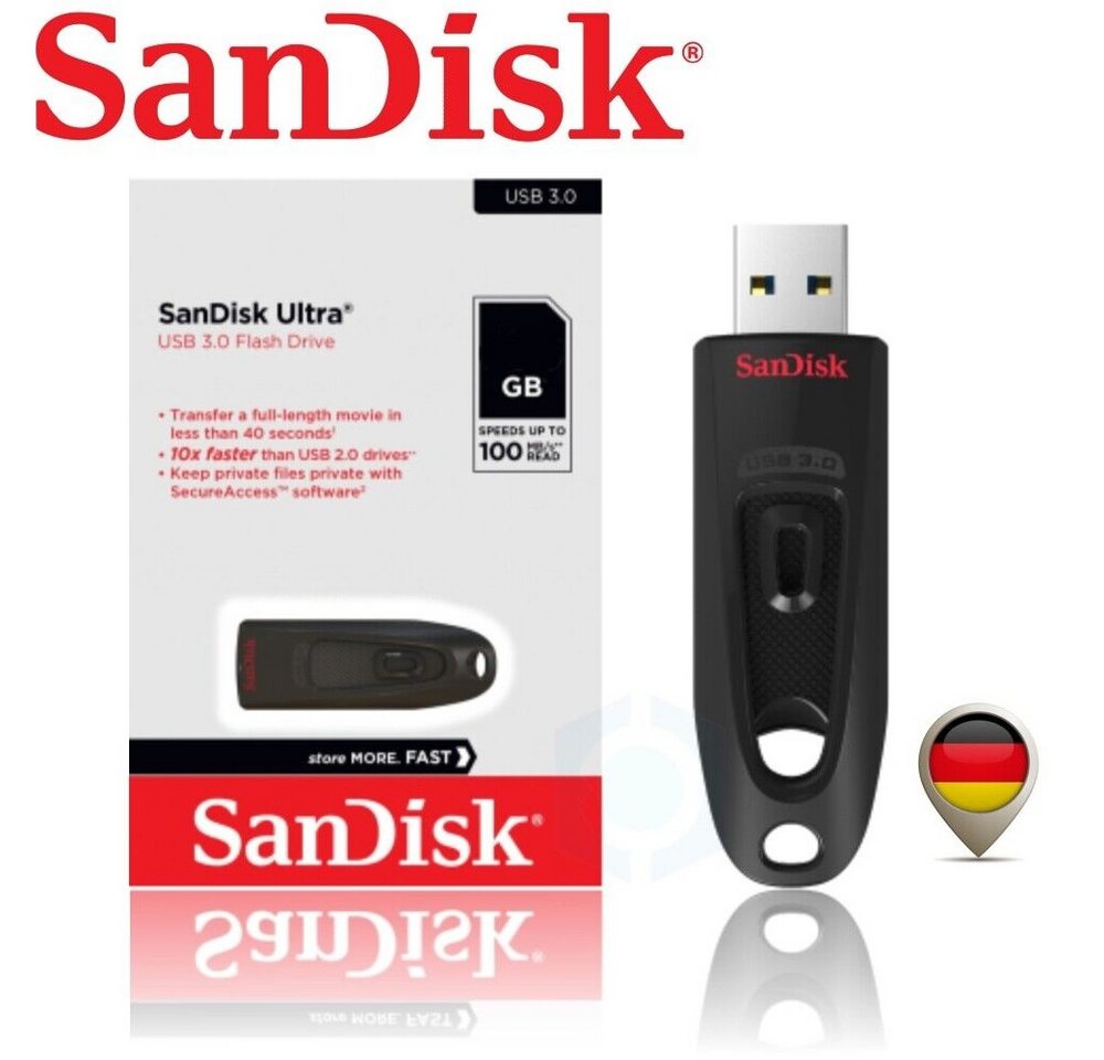 Sandisk SanDisk Ultra USB 3.0 256GB USB-Stick USB-Flash-Laufwerk (Schnelle Geschwindigkeit) von Sandisk