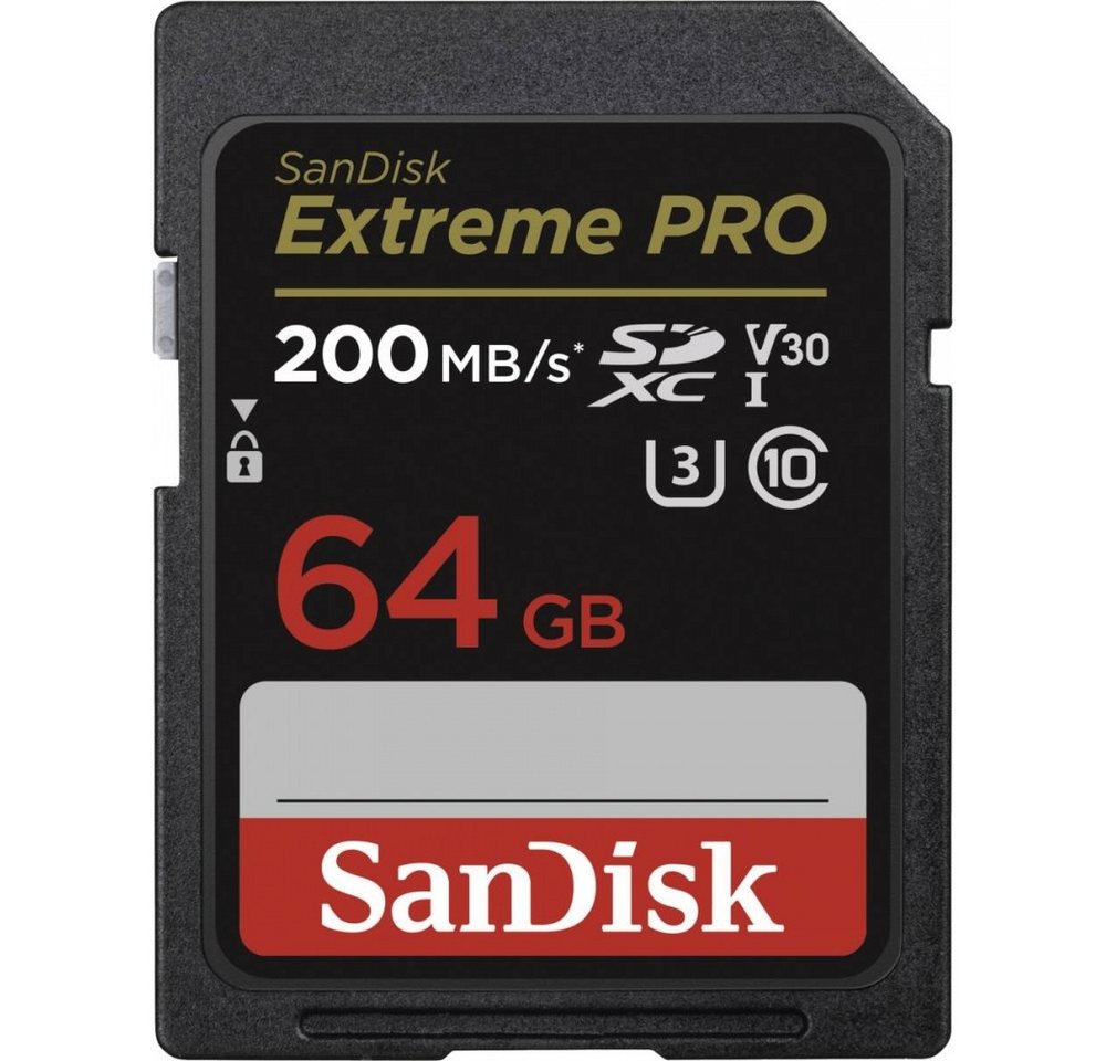 Sandisk Sandisk Extreme Pro 64GB 200MB/s UHS-I Speicherkarte Speicherkarte (64 GB GB, Ideal für 4K Videoaufnahmen) von Sandisk
