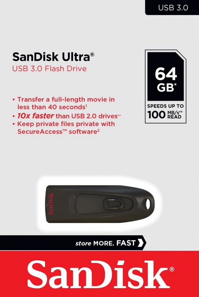 Sandisk Sandisk USB Stick 64GB Speicherstick Cruzer Ultra schwarz USB 3.0 USB-Stick Sandisk Sandisk USB Stick 64GB Speicherstick Cruzer Ultra schwarz USB 3.0 USB-Stick von Sandisk