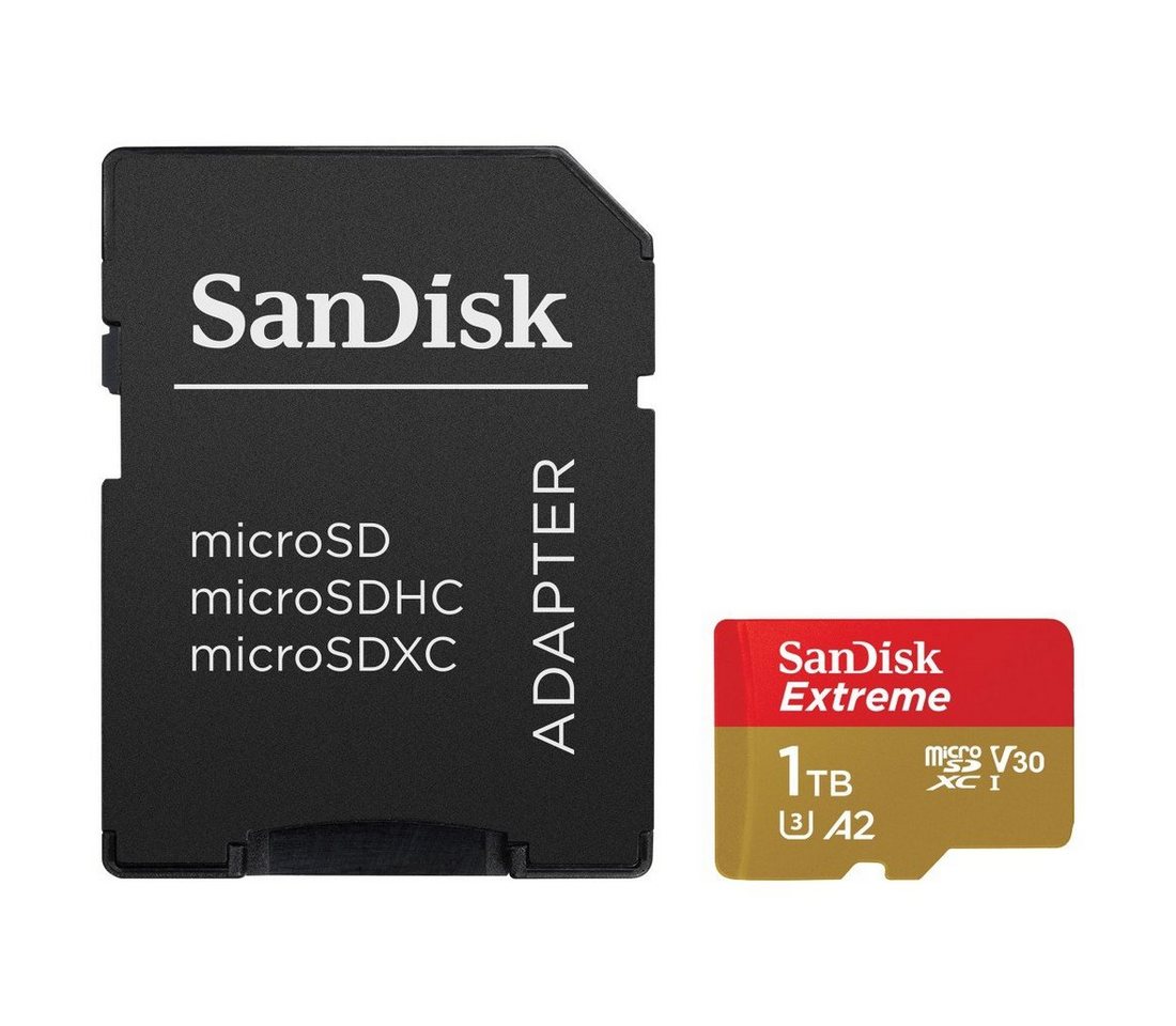 Sandisk microSDXC Extreme, Adapter, 1 Jahr RescuePRO Deluxe Speicherkarte (1000 GB, UHS Class 3, 190 MB/s Lesegeschwindigkeit) von Sandisk