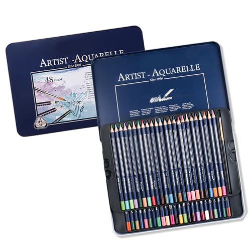 Sanerfa Aquarell-Malstifte-Set mit Metalletui, Buntstift mit feinem Pinsel, Künstlerbedarf zum Skizzieren von Sanerfa