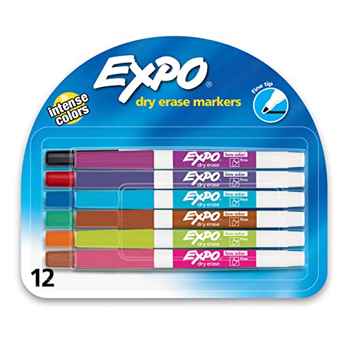 Expo 2 Low-Odor Dry Erase Markers, Fine Point, 12-Pack, Assorted Colors by Expo von Sanford