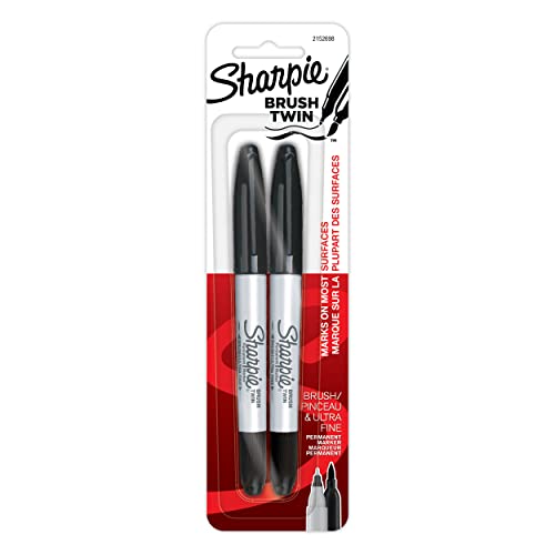 Sharpie Brush Twin Tip Permanent Markers, 2-Pen Black Set von Sanford