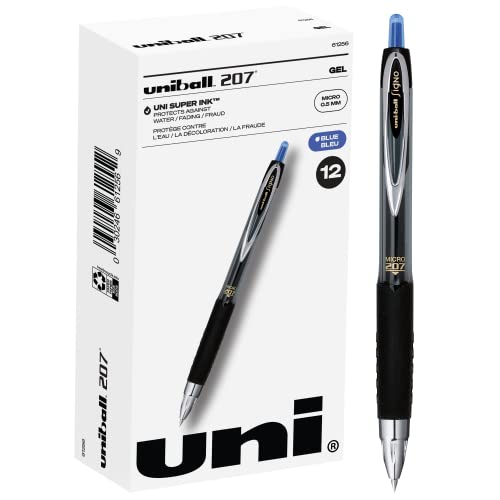 Signo Gel 207 Roller Ball Retractable Gel Pen, Blue Ink, Micro Fine, Dozen, Sold as 1 Dozen von Sanford