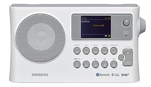 Sangean BTR-160 tragbares Digitalradio (DAB+/UKW-RDS/Bluetooth/Dual-Alarm) weiß von Sangean