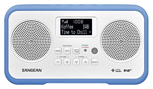 Sangean DPR-77 tragbares DAB+ Digitalradio (UKW-Tuner, Batterie-/Netzbetrieb) weiß/blau von Sangean