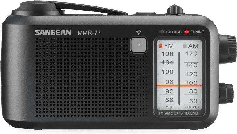 Sangean MMR-77 Outdoorradio MW, UKW MW, UKW Handkurbel, spritzwassergeschützt, Taschenlampe, wiederaufladbar Schwarz (A500514) von Sangean