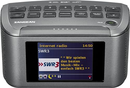 Sangean RCR-11 WF Digitales Uhrenradio (Internet-Radio, DAB+, Spotify-Player, UKW-RDS, USB) schwarz von Sangean