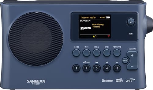 SANGEAN WFR-28 BT – Portables Internet-Radio mit WiFi, Musik-Streaming, DAB+/FM, Bluetooth, AUX - Einfache Bedienung via Control-App, Dunkelblau von Sangean