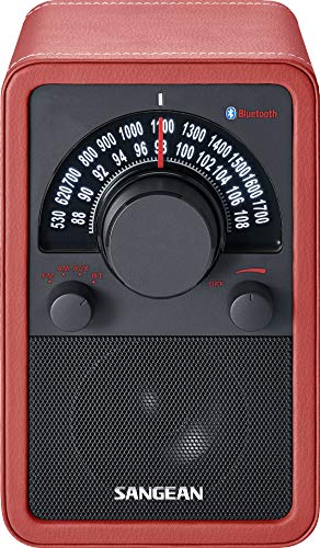 Sangean WR-15 Retro Radio mit FM und AM - Vintage Design - Bluetooth Streaming - Einzigartiges Holzgehäuse - Rot/Schwarz von Sangean