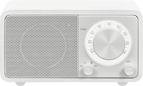 Sangean WR-7 tragbares Desktop-Radio (FM-RDS-Tuner, Bluetooth, AUX-In, integrierter Lautsprecher, Akkubetrieben(aufladbar)) , Matt-Weiß von Sangean