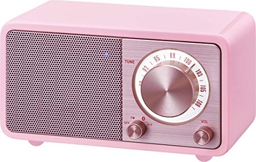 Sangean WR-7 tragbares Desktop-Radio (FM-RDS-Tuner, Bluetooth, AUX-In, integrierter Lautsprecher, Akkubetrieben(aufladbar)) , Rosa/Pink von Sangean
