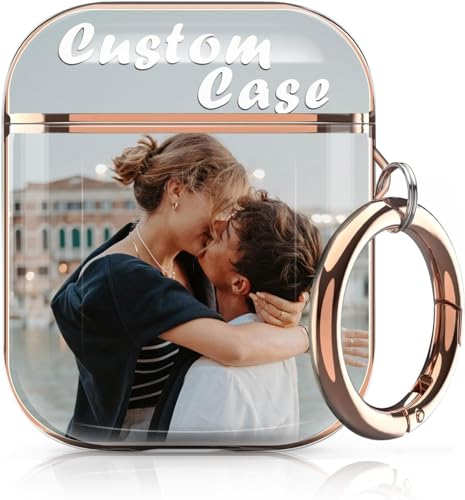 Sangkoo Kopfhörer Hülle für AirPod 2&1 stoßfeste, sturzsichere AirPods 2&1 Hülle Hard Case Cover LED an der Frontseite Sichtbar mit Karabiner für Mädchen (Personalisierte Foto-1) von Sangkoo