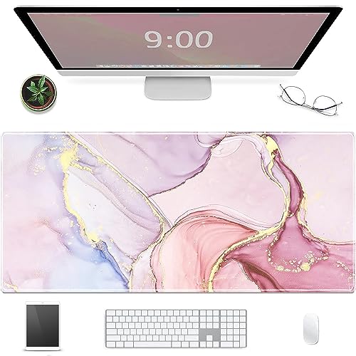 Sangkoo Schreibtischunterlage, PU Leder Schreibtischmatte 90 x 40cm, wasserdichte Gaming-Mauspad mit Motiv Schreibtischunterlage große Mausmatte Tischunterlage Genähten Kanten für Laptop Gaming von Sangkoo