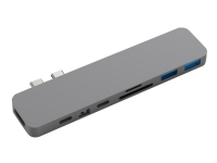 Sanho HyperDrive PRO 8-in-2, Ledningsført, USB 3.2 Gen 1 (3.1 Gen 1) Type-C, 100 W, Grå, Space Gray, MicroSDHC,SDHC von Hyper