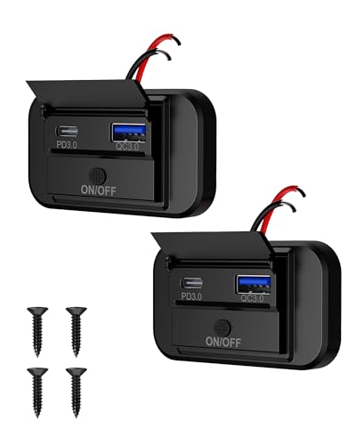 Sanicata USB Steckdose 12V PD3.0 USB-C und QC3.0 USB-A Doppel Kfz USB Steckdose mit Schalter und Wasserdichter Abdeckung,Die USB Ladebuchse 12v kann in Auto,RV,Boot,ATV,UTV,Motorrad,LKW,Golfcart... von Sanicata