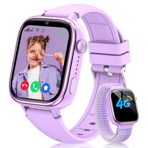 Sanorum Smartwatch Kinder, 4G Kinder Smartwatch mit GPS und Telefon, SOS-Funktion, Videoanrufen, Nachrichten, Schulmodus, Wecker, Kamera, Schrittzähler, IP68 Wasserdicht Kinderuhr Mädchen Jungen Lila Sanorum Smartwatch Kinder, 4G Kinder Smartwatch mit GPS und Telefon, SOS-Funktion, Videoanrufen, Nachrichten, Schulmodus, Wecker, Kamera, Schrittzähler, IP68 Wasserdicht Kinderuhr Mädchen Jungen Lila von Sanorum