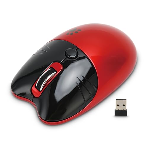 Kabellose Maus mit niedlicher Katze, 2,4 GHz, tragbar, verstellbar, DPI, tragbare optische Maus, Dual-Modus, Bonbonfarben, leise Maus mit USB-Empfänger, für Win XP, 7, 8, 10, für OS X (rot) von Sanpyl