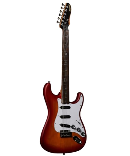 Santana Pegasus Standard CB - Elektrische Gitarre, ST-Model, Locking Tuners, Cherry Burst von Santana