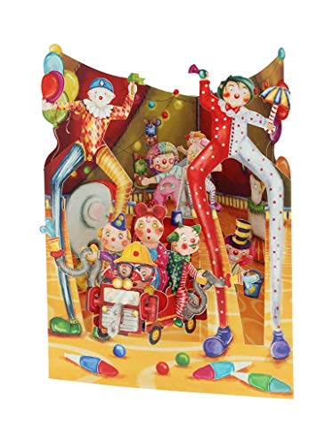 SANTORO Swing-Karte, 3D-Pop-Up-Grußkarte – Big Top Clowns – Für Kinder, Geburtstag von Santoro