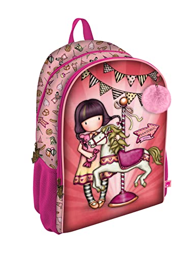 Santoro 1109GJ05T Rucksack mit 2 Reißverschlüssen. Adapt. Gorjuss Fairground Cart Karussell, 31,5 x 44 x 22,5 cm, Rose von Santoro