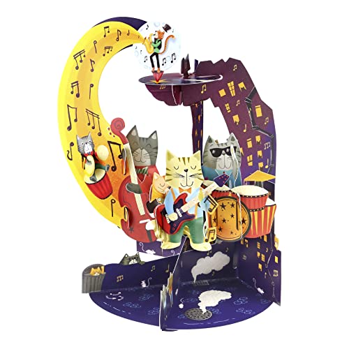 Santoro Pendel, 3D-Pop-Up-Grußkarte – Jazz Cats – Für Sie, Ihn, Kinder | Geburtstagsgeschenk Für Katzenliebhaber von Santoro