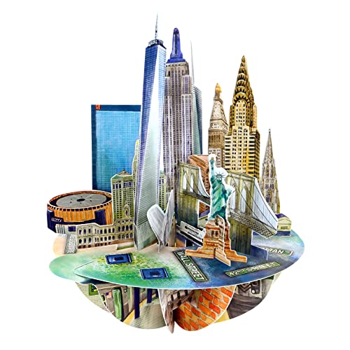 Santoro Pirouette, 3D-Pop-Up-Grußkarte – New York-Stadt – für ihn, für sie, Geburtstag, Dankeschön, Reiseziel (braun, silber) von Santoro