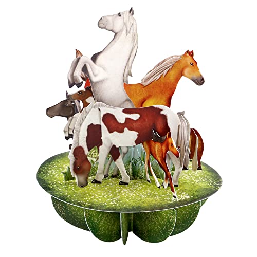 Santoro Pirouette, 3D-Pop-Up-Grußkarte – Pferde und Ponys – für Sie, Familie, Geburtstag (grün) von Santoro