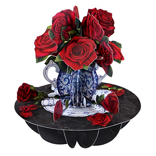 Santoro Pirouette, 3D-Pop-Up-Grußkarte – Rosen – für sie, für Mama, Geburtstag, Muttertag, Valentinstag (blau) von Santoro