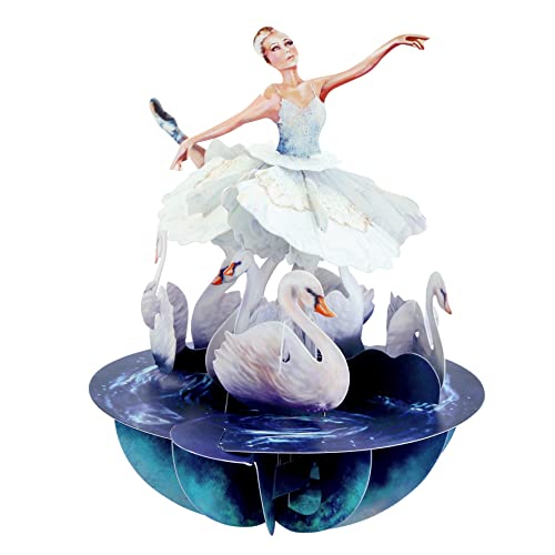 Santoro Pirouette, 3D-Pop-Up-Grußkarte – Schwanensee-Ballett – für sie, für Mama, Geburtstag, Muttertag (grau, blau, silber) von Santoro